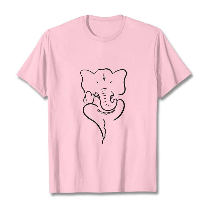 Koszulka z Buddha Stones Kamienie Ganesh Słoń Szkic Wzór T-shirt - Jasnoróżowy - 2XL - image 12