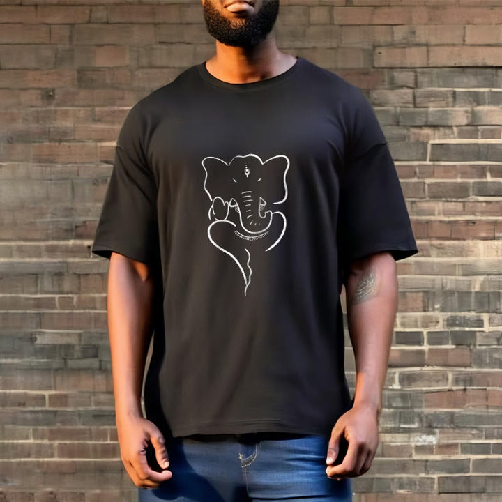 Koszulka z Buddha Stones Kamienie Ganesh Słoń Szkic Wzór T-shirt - image 2