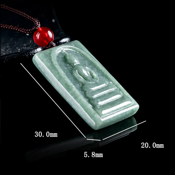 Buddha Stones Bezpostaciowy Budda Jade Kwadratowy Amulet Naszyjnik Wisiorek Dobrobyt