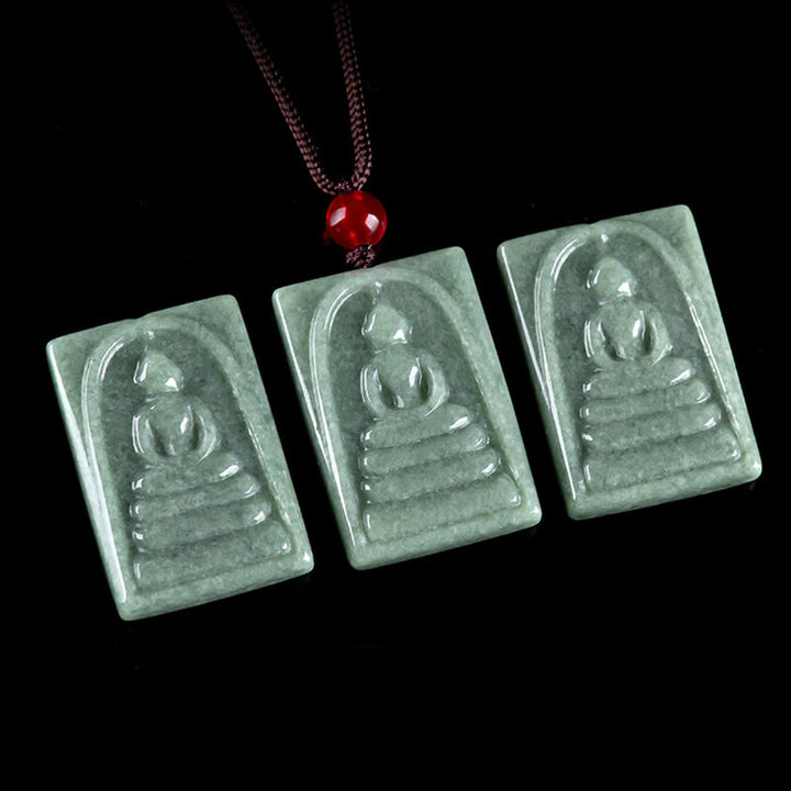 Buddha Stones Bezpostaciowy Budda Jade Kwadratowy Amulet Naszyjnik Wisiorek Dobrobyt