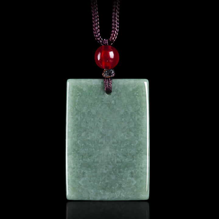 Buddha Stones Bezpostaciowy Budda Jade Kwadratowy Amulet Naszyjnik Wisiorek Dobrobyt