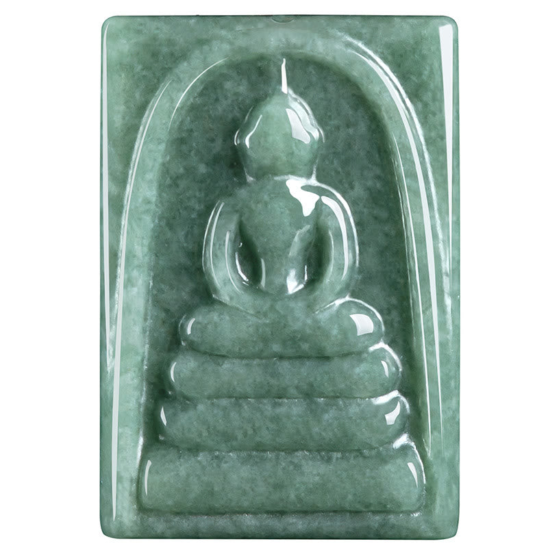 Buddha Stones Bezpostaciowy Budda Jade Kwadratowy Amulet Naszyjnik Wisiorek Dobrobyt