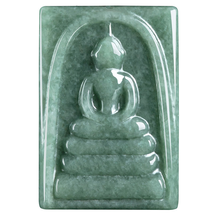 Buddha Stones Bezpostaciowy Budda Jade Kwadratowy Amulet Naszyjnik Wisiorek Dobrobyt