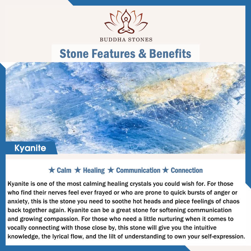 Buddha Stones Naturalny Kyanit Labradoryt Biały Kryształ Bransoletka Komunikacyjna Półksiężyc