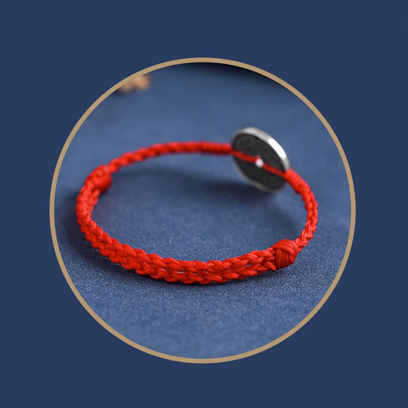 Buddha Stones 925 Srebro Sterling Ochrona Monety Pleciona Bransoletka Anklet - image 12