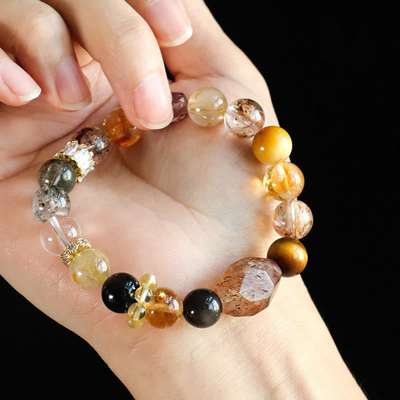 Buddha Stones Super Seven Crystal Topaz Obsidian Tiger Eye Positivity