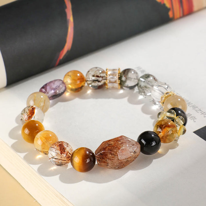 Buddha Stones Super Seven Crystal Topaz Obsidian Tiger Eye Positivity
