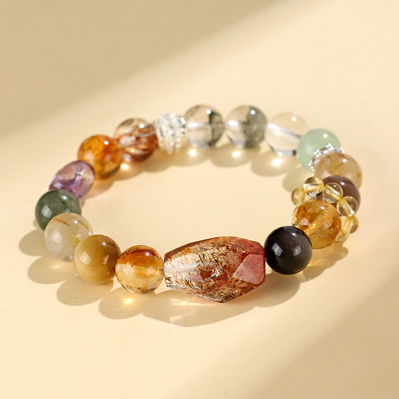 Buddha Stones Super Seven Crystal Topaz Obsidian Tiger Eye Positivity