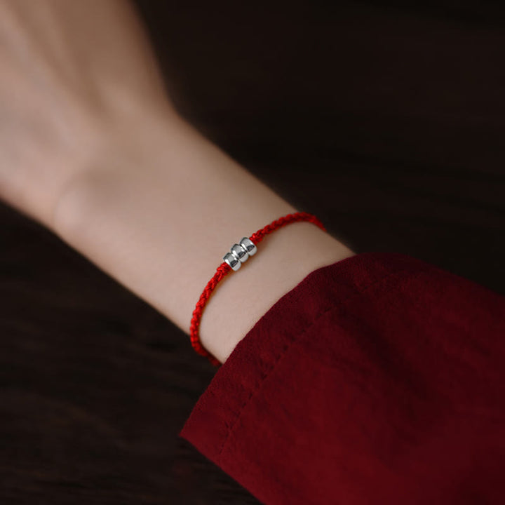 Buddha Stones 925 Srebrne Koraliki Ochrona Szczęścia Bransoletka Pleciona Bransoletka na Nogę - image 9