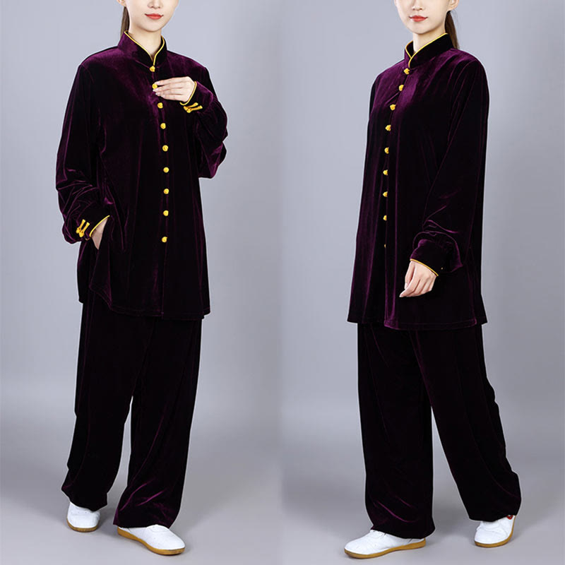 Buddha Stones 2 szt. Jesień Zima Tai Chi Medytacja Qigong Zen Praktyka Unisex Welur Pluszowy Zestaw Ubrań - image 18