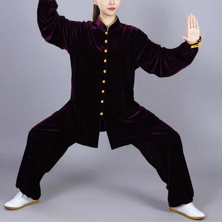 Buddha Stones 2 szt. Jesień Zima Tai Chi Medytacja Qigong Zen Praktyka Unisex Welur Pluszowy Zestaw Ubrań - image 17