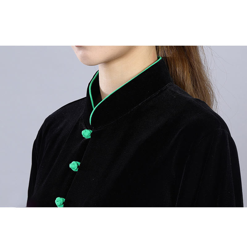 Buddha Stones 2 szt. Jesień Zima Tai Chi Medytacja Qigong Zen Praktyka Unisex Welur Pluszowy Zestaw Ubrań - image 2