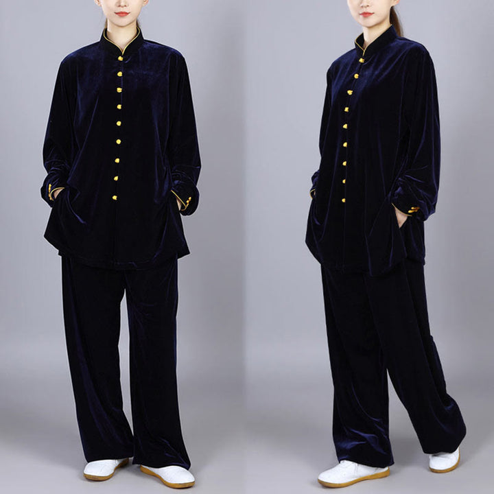 Buddha Stones 2 szt. Jesień Zima Tai Chi Medytacja Qigong Zen Praktyka Unisex Welur Pluszowy Zestaw Ubrań - image 15