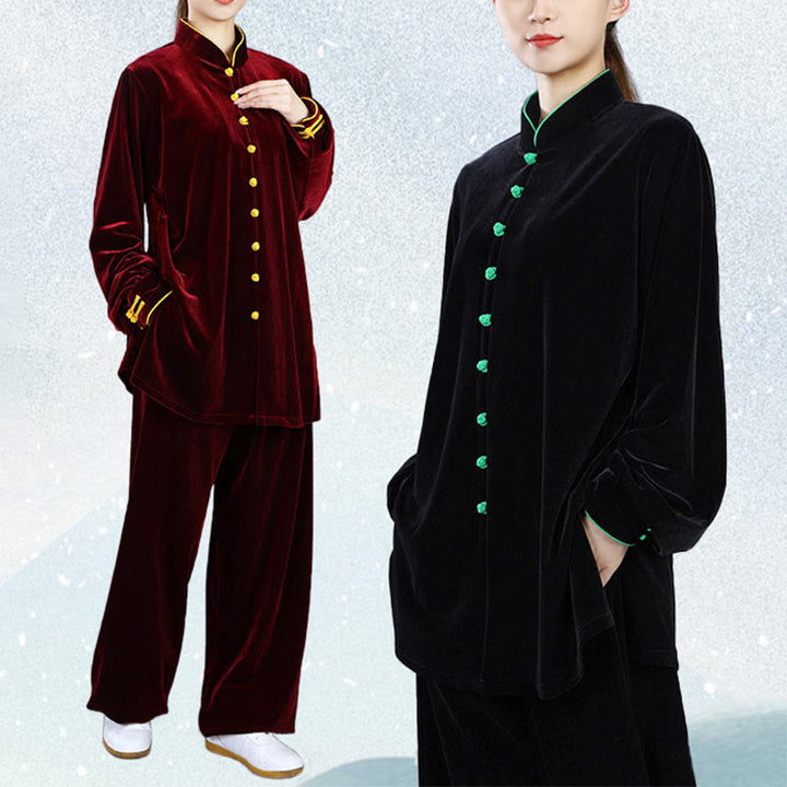 Buddha Stones 2 szt. Jesień Zima Tai Chi Medytacja Qigong Zen Praktyka Unisex Welur Pluszowy Zestaw Ubrań - image 21