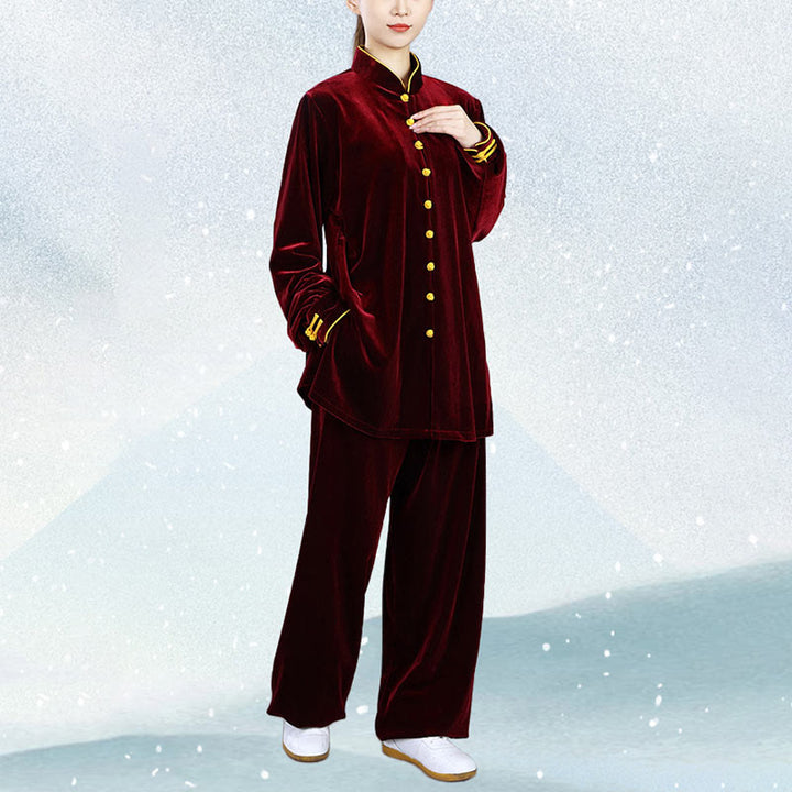 Buddha Stones 2 szt. Jesień Zima Tai Chi Medytacja Qigong Zen Praktyka Unisex Welur Pluszowy Zestaw Ubrań - image 10