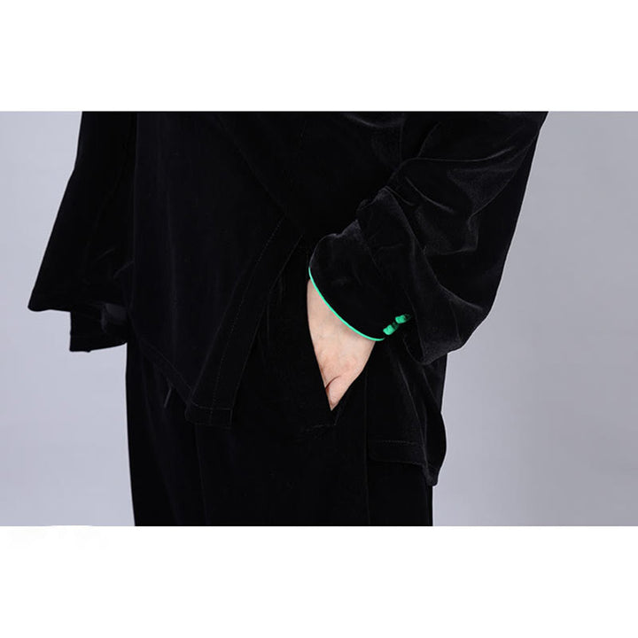 Buddha Stones 2 szt. Jesień Zima Tai Chi Medytacja Qigong Zen Praktyka Unisex Welur Pluszowy Zestaw Ubrań - image 5