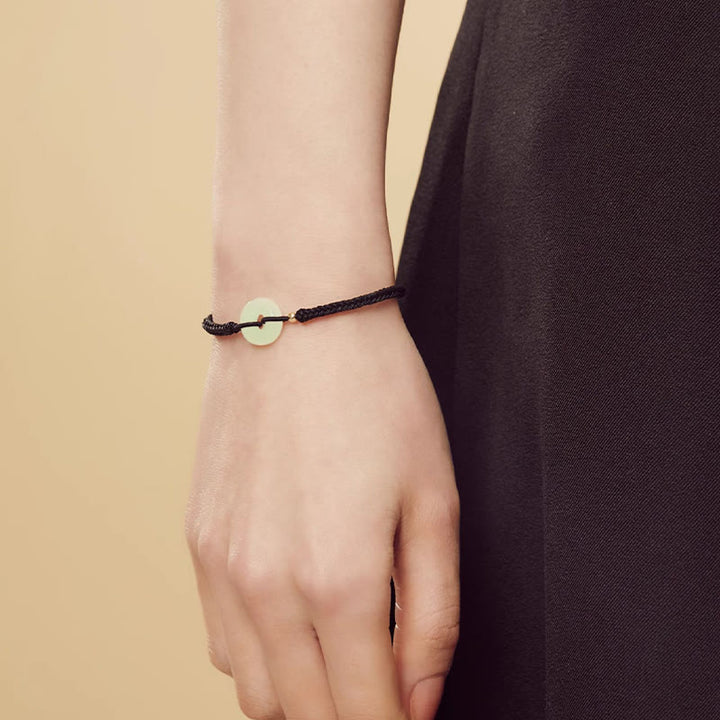 Buddha Stones Naturalne Hetian Jade Peace Buckle Fu Character Protection Luck Braided Bransoletka