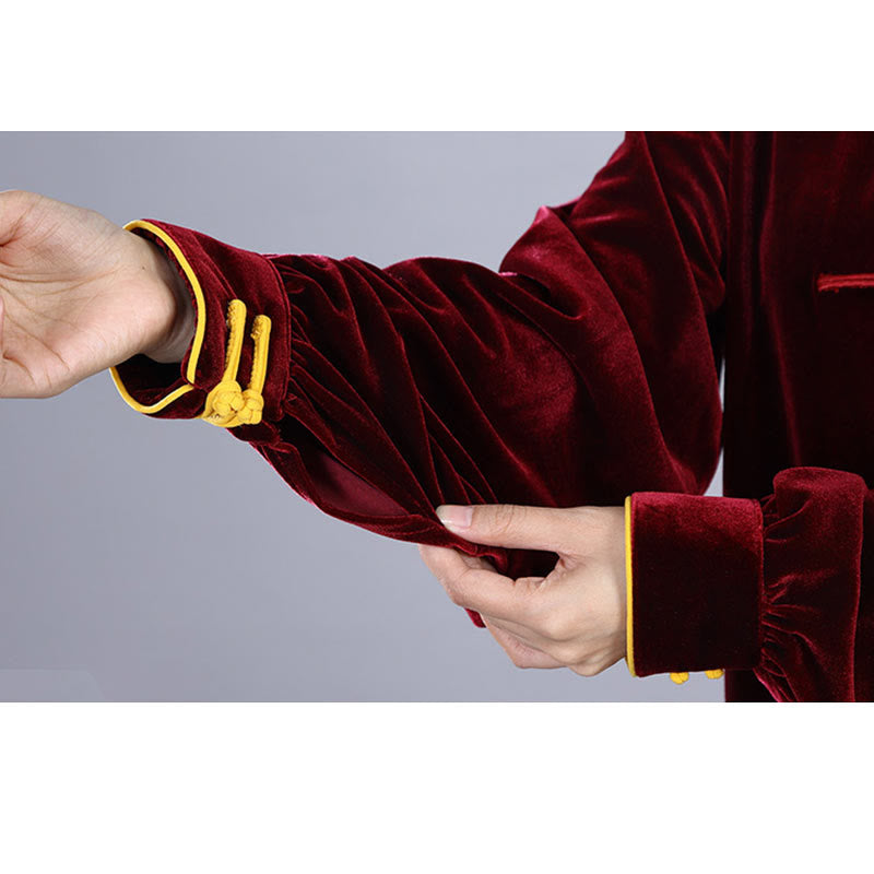 Buddha Stones 2 szt. Jesień Zima Tai Chi Qigong Praktyka Unisex Żaba-guzik Medytacja Welur Odzież Zestaw - image 10