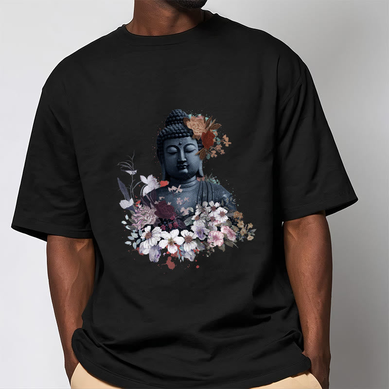 Buddha Stones Kolorowe Kwiaty Wokół Buddy Wzór Koszulka T-shirt - image 7
