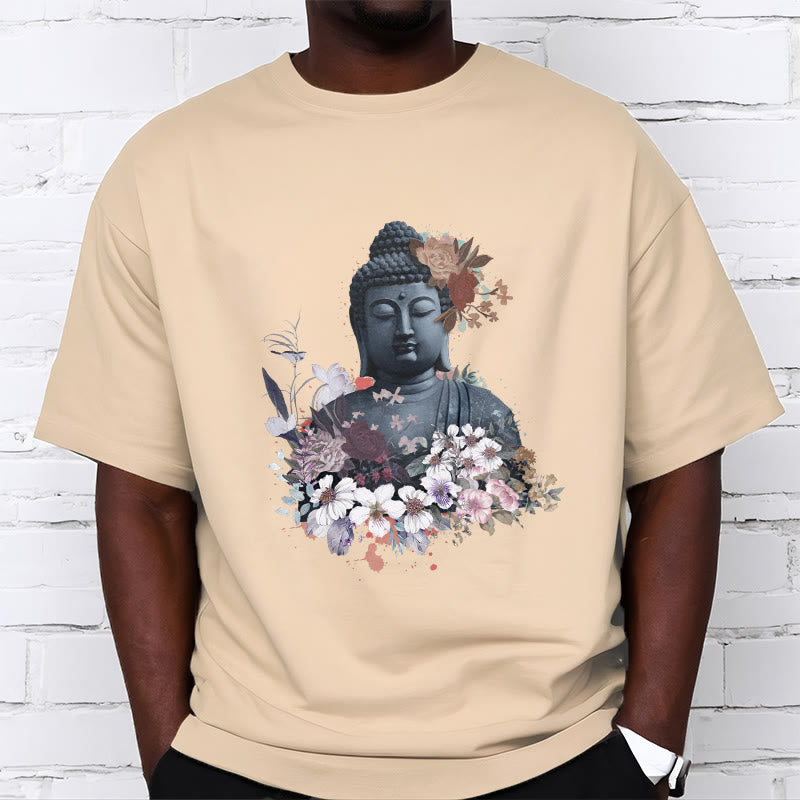 Buddha Stones Kolorowe Kwiaty Wokół Buddy Wzór Koszulka T-shirt - image 10