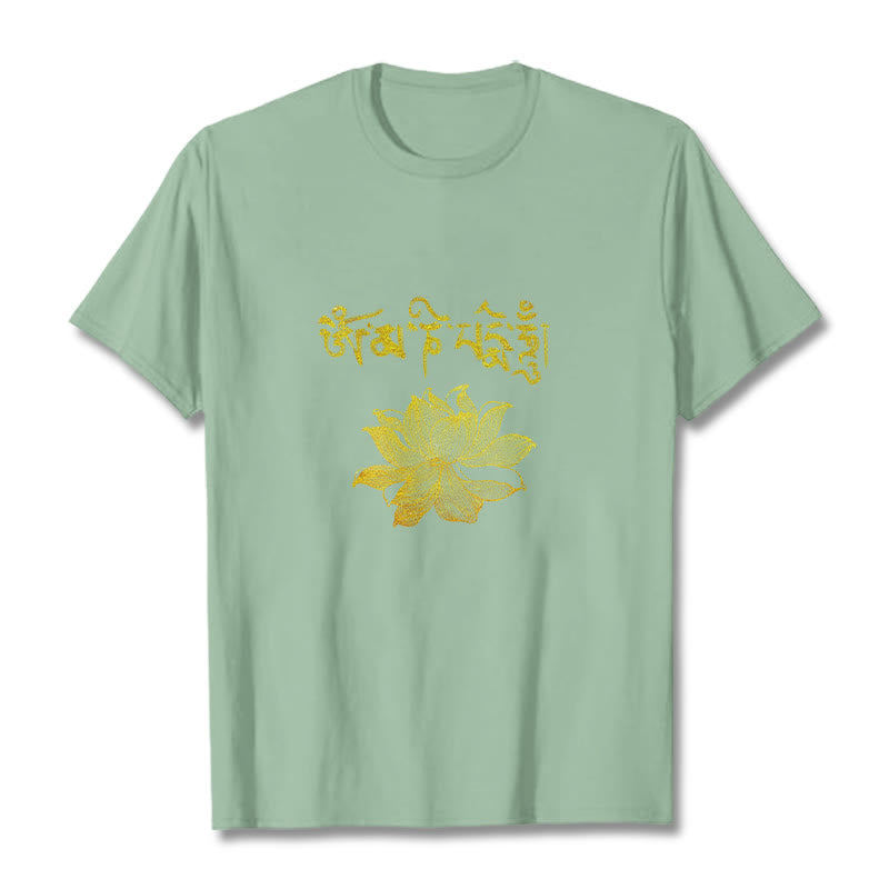 Buddha Stones Koszulka z sanskryckim motywem Golden Lotus - Jasnozielony - 2XL - image 13