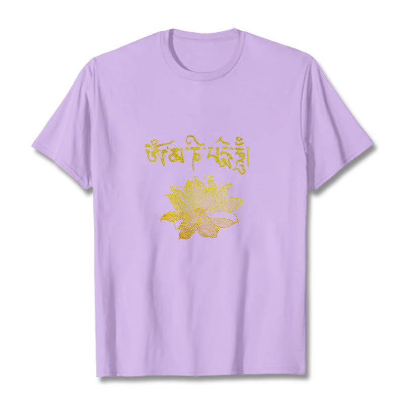 Buddha Stones Koszulka z sanskryckim motywem Golden Lotus - Śliwka - 2XL - image 15