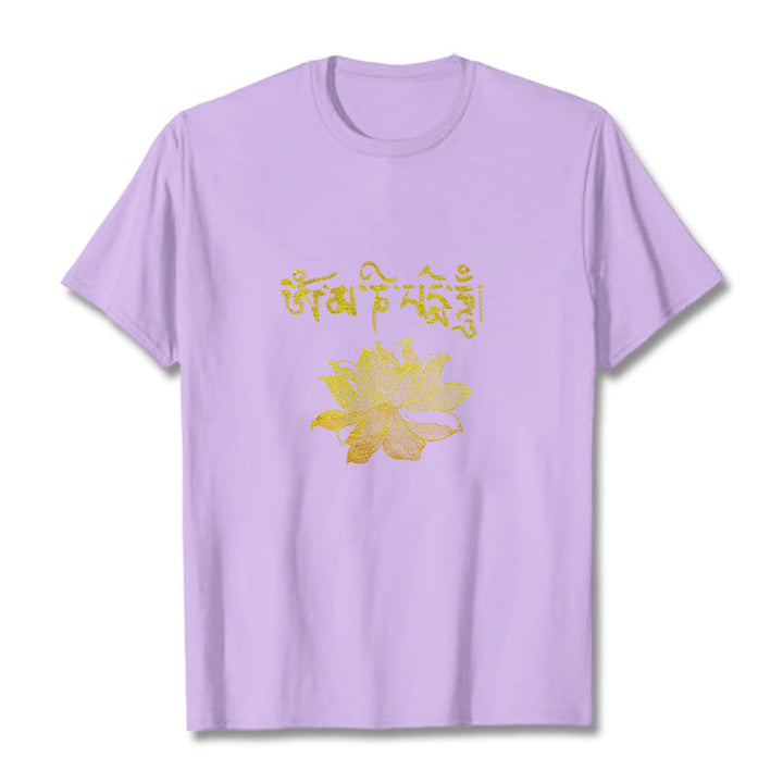 Buddha Stones Koszulka z sanskryckim motywem Golden Lotus - Śliwka - 2XL - image 15
