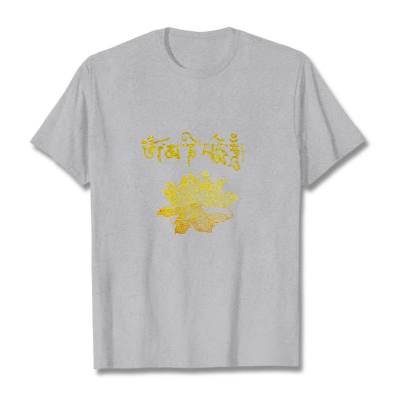 Buddha Stones Koszulka z sanskryckim motywem Golden Lotus - Jasnoszary - 2XL - image 19