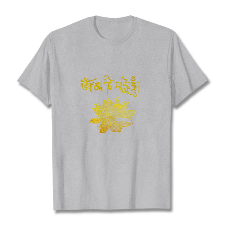 Buddha Stones Koszulka z sanskryckim motywem Golden Lotus - Jasnoszary - 2XL - image 19