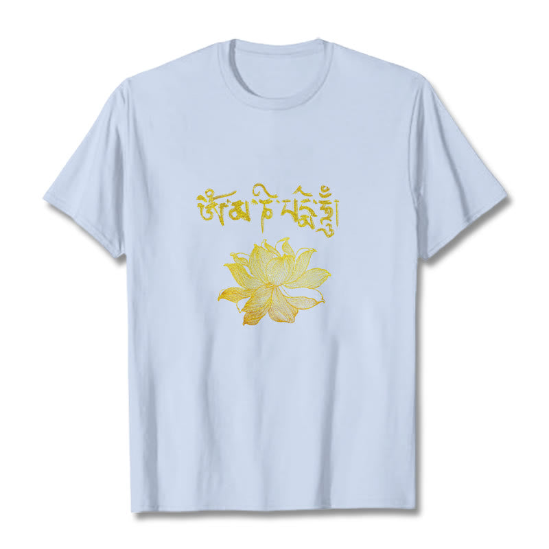 Buddha Stones Koszulka z sanskryckim motywem Golden Lotus - Jasnoniebieski - 2XL - image 10