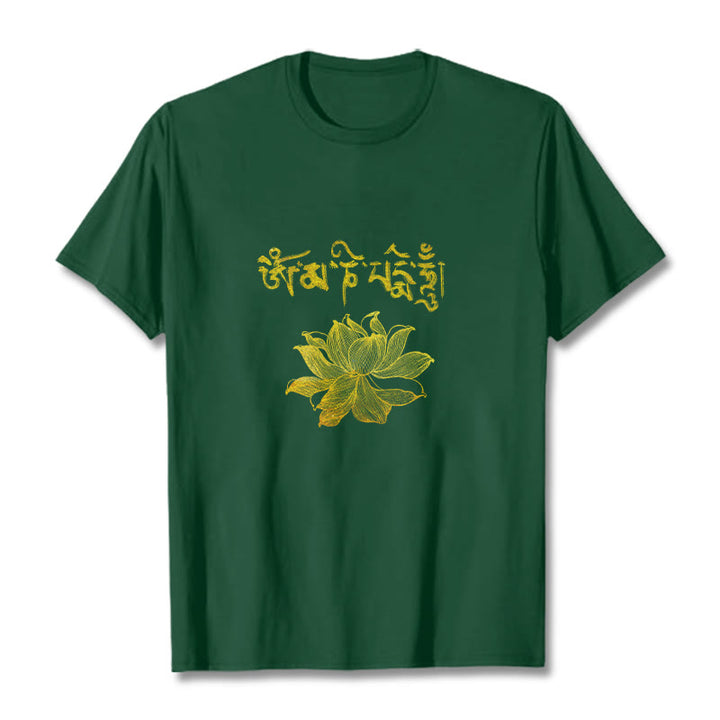 Buddha Stones Koszulka z sanskryckim motywem Golden Lotus - Leśna zieleń - 2XL - image 8