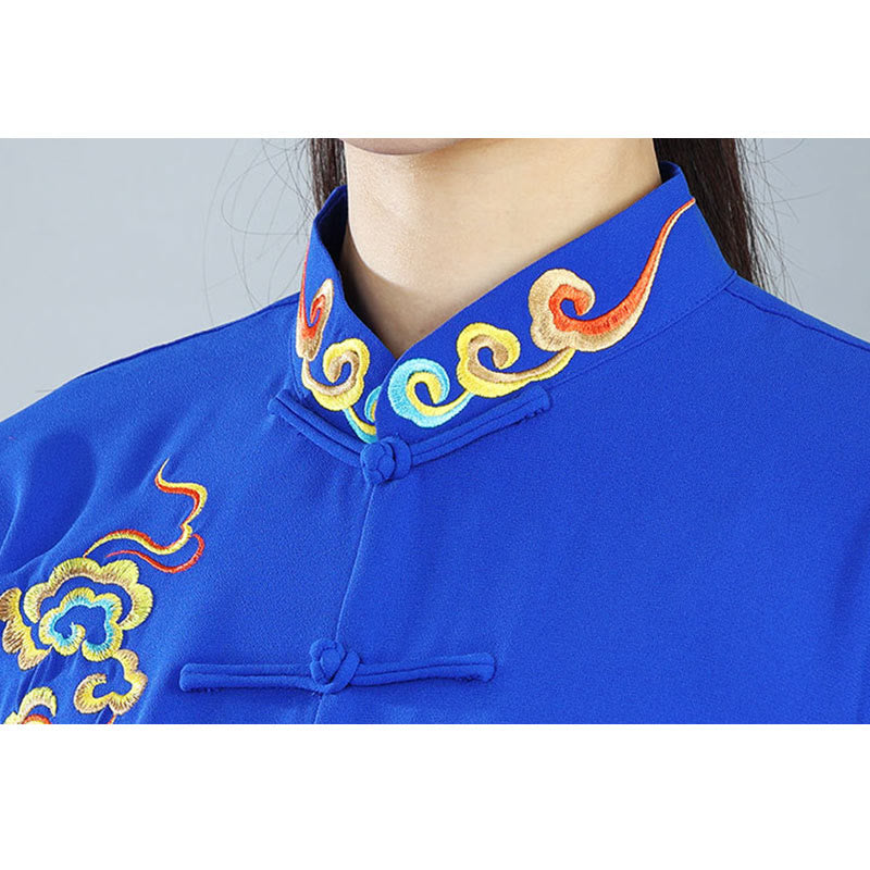 Buddha Stones 2 szt. Jesień Kolorowe Pomyślne Chmury Tai Chi Medytacja Qigong Zen Praktyka Unisex Zestaw Ubrań Bawełnianych