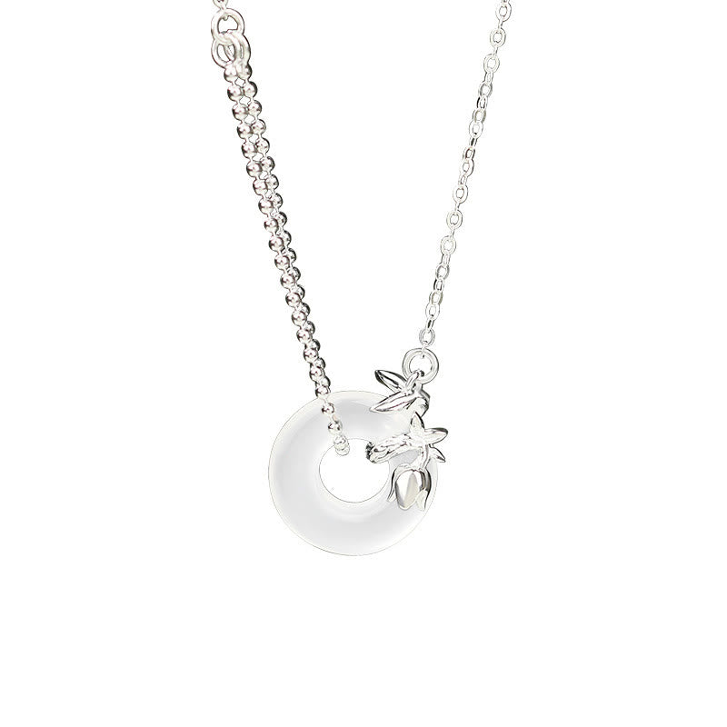 Buddha Stones 925 Srebro Sterlingowe Tulip Chalcedon Klamra Pokoju Naszyjnik Wisiorek Fortune - image 1