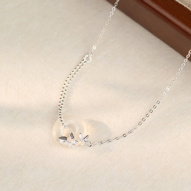 Buddha Stones 925 Srebro Sterlingowe Tulip Chalcedon Klamra Pokoju Naszyjnik Wisiorek Fortune - image 2