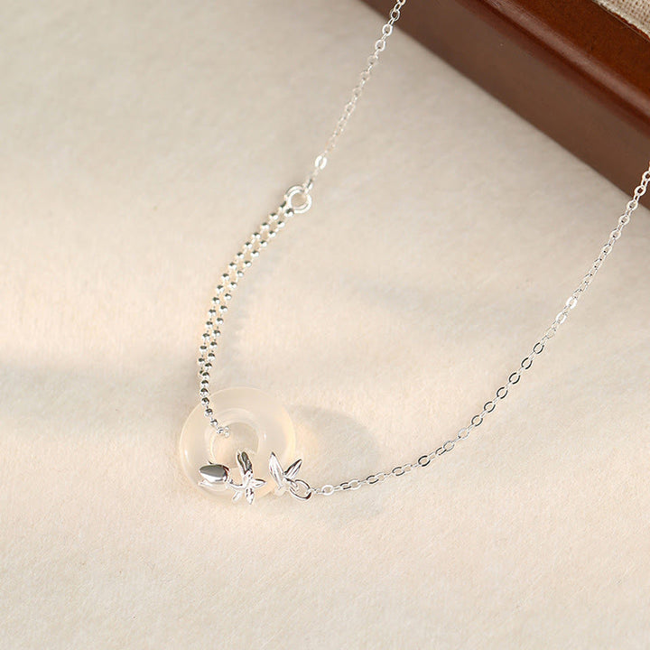 Buddha Stones 925 Srebro Sterlingowe Tulip Chalcedon Klamra Pokoju Naszyjnik Wisiorek Fortune - image 2