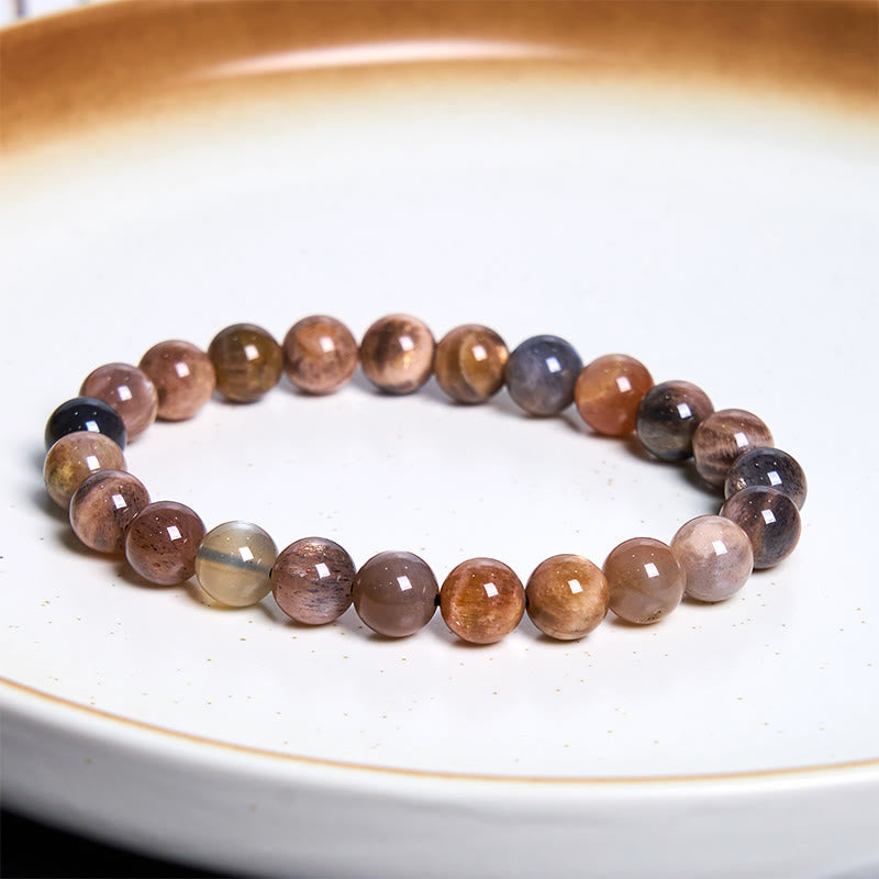 Bransoletka uspokajająca z Buddha Stones i czarnym kamieniem księżycowym