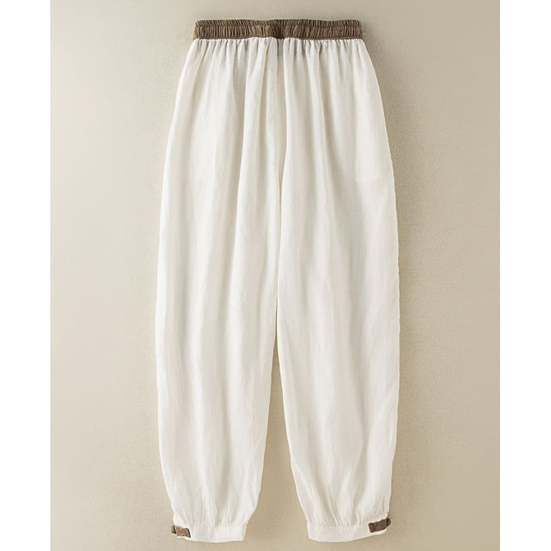 Spodnie haremowe damskie Buddha Stones Plain Cotton Drawstring z kieszeniami - image 9