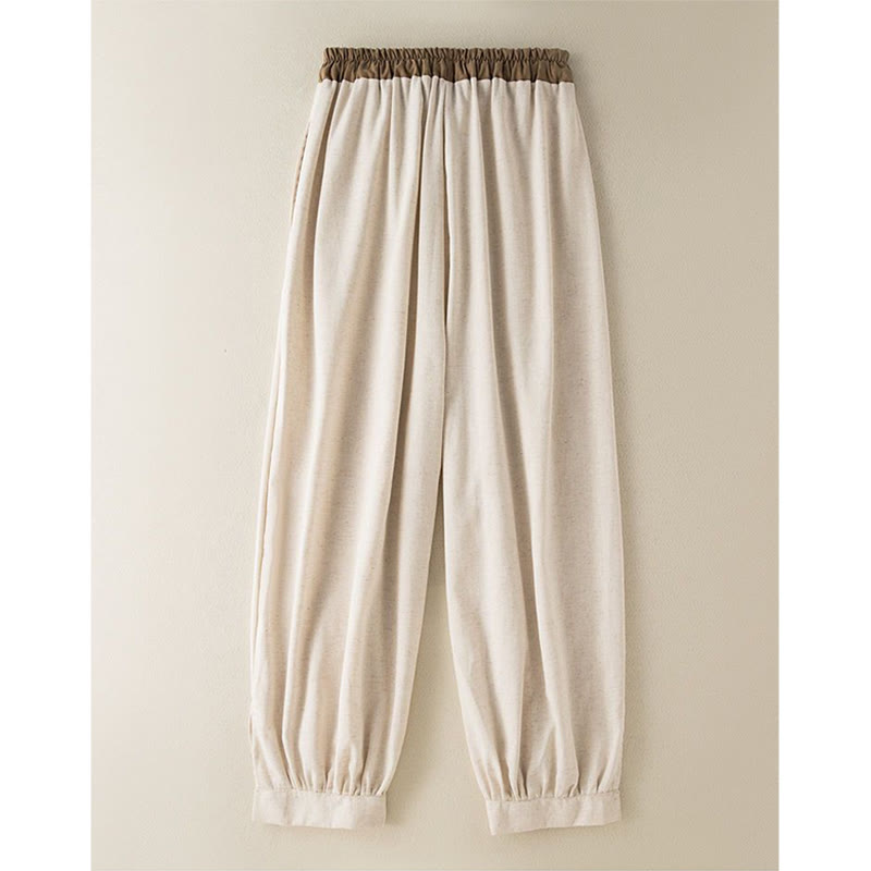 Spodnie haremowe damskie Buddha Stones Plain Cotton Drawstring z kieszeniami - image 2