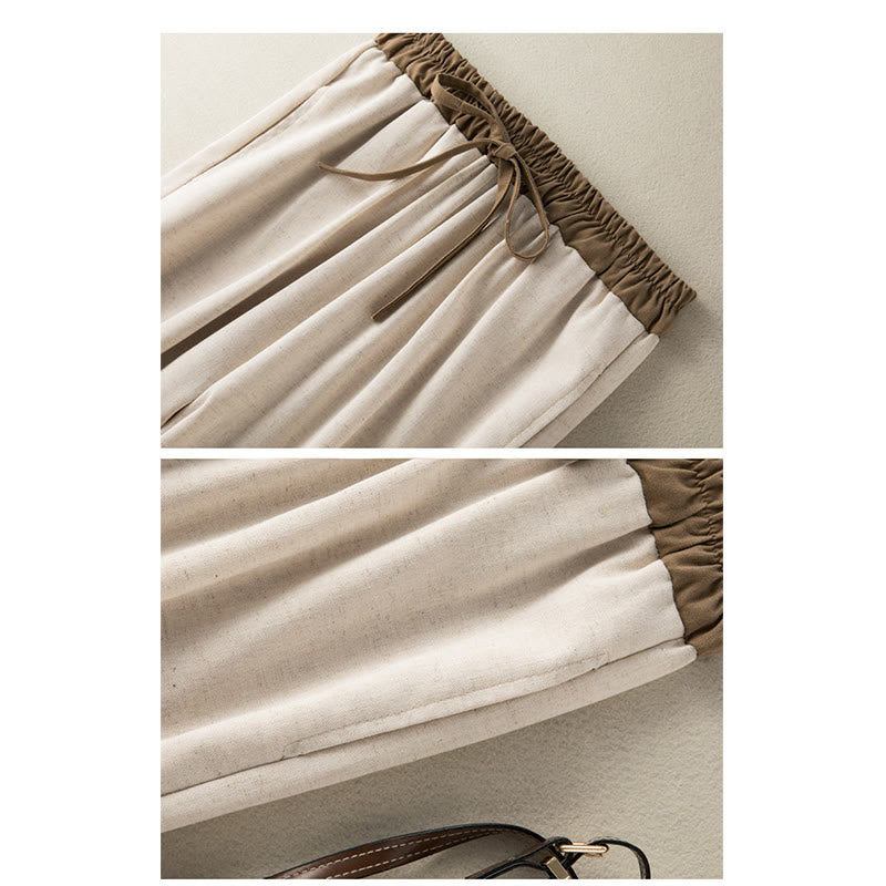 Spodnie haremowe damskie Buddha Stones Plain Cotton Drawstring z kieszeniami - image 5