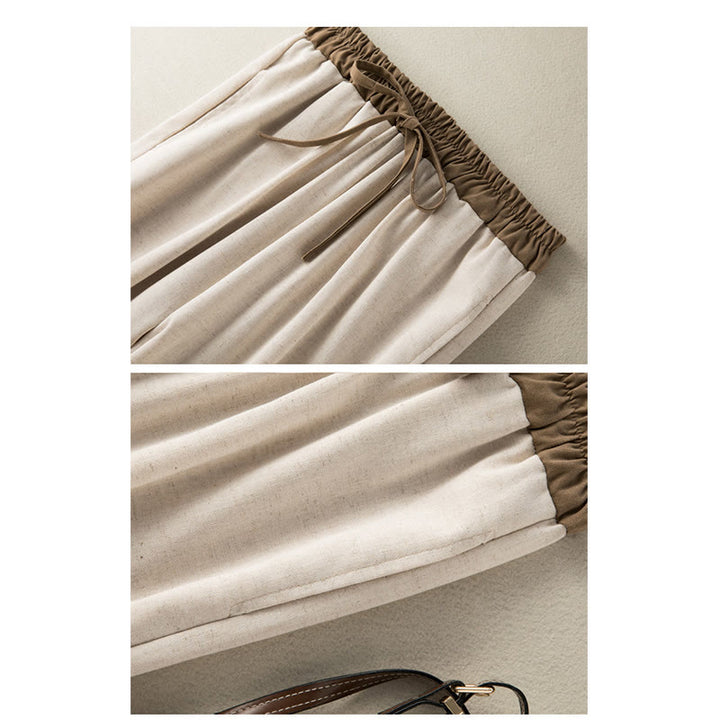 Spodnie haremowe damskie Buddha Stones Plain Cotton Drawstring z kieszeniami - image 5