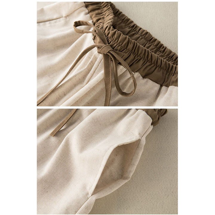 Spodnie haremowe damskie Buddha Stones Plain Cotton Drawstring z kieszeniami - image 3