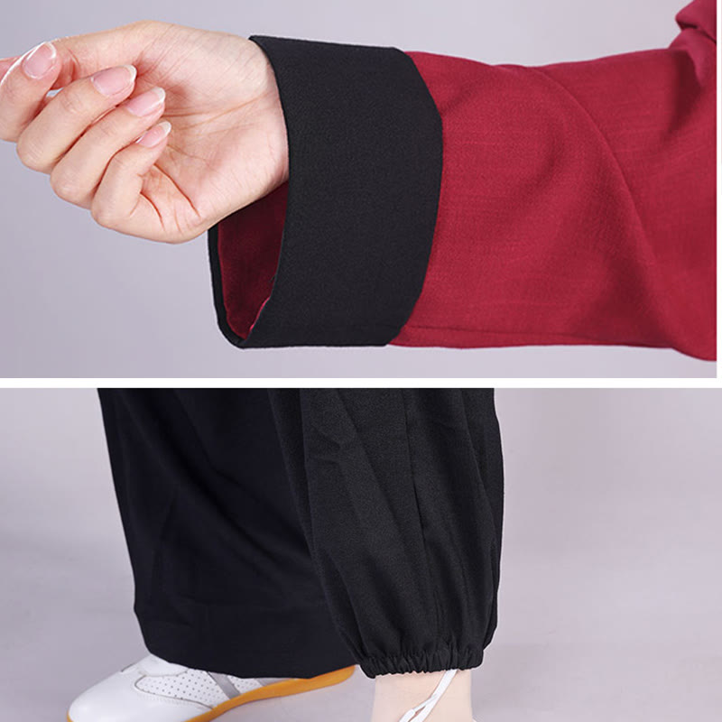 Buddha Stones 2 szt. Jesień Zima Żaba-Guzik Tai Chi Medytacja Qigong Zen Praktyka Unisex Bawełna Lniany Zestaw Ubrań - image 9