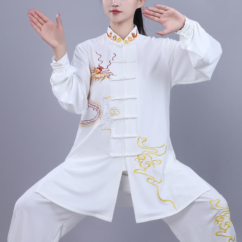 Buddha Stones 2 szt. Jesienny haft Smok Żaba-Guzik Tai Chi Medytacja Qigong Zen Praktyka Unisex Zestaw Ubrań Bawełnianych - image 9