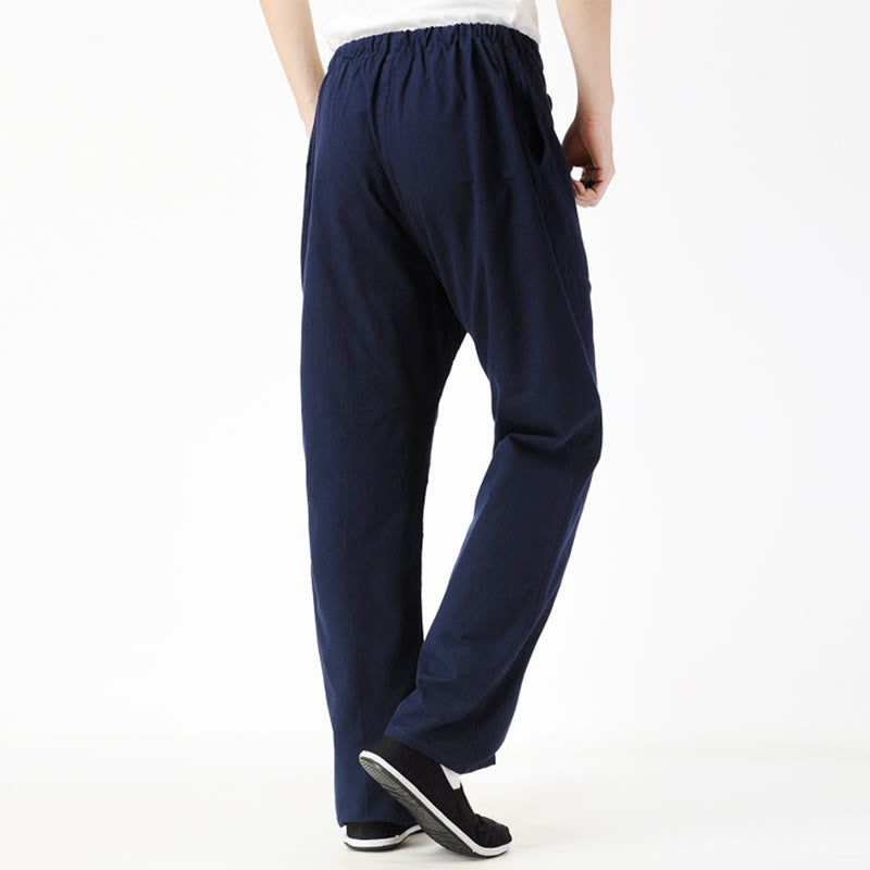 Spodnie męskie ze ściągaczem Buddha Stones Fall Solid Color z kieszeniami - image 2