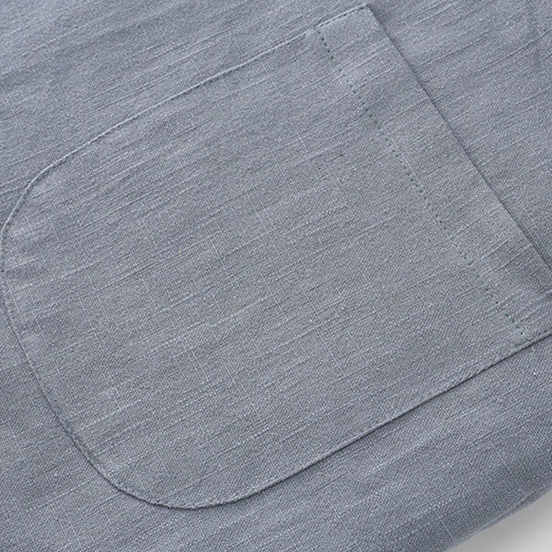 Buddha Stones Zimowy męski garnitur typu Tang z żabą i guzikami Lniana bawełniana kurtka z podszewką z polaru Koszula z kieszeniami - image 7