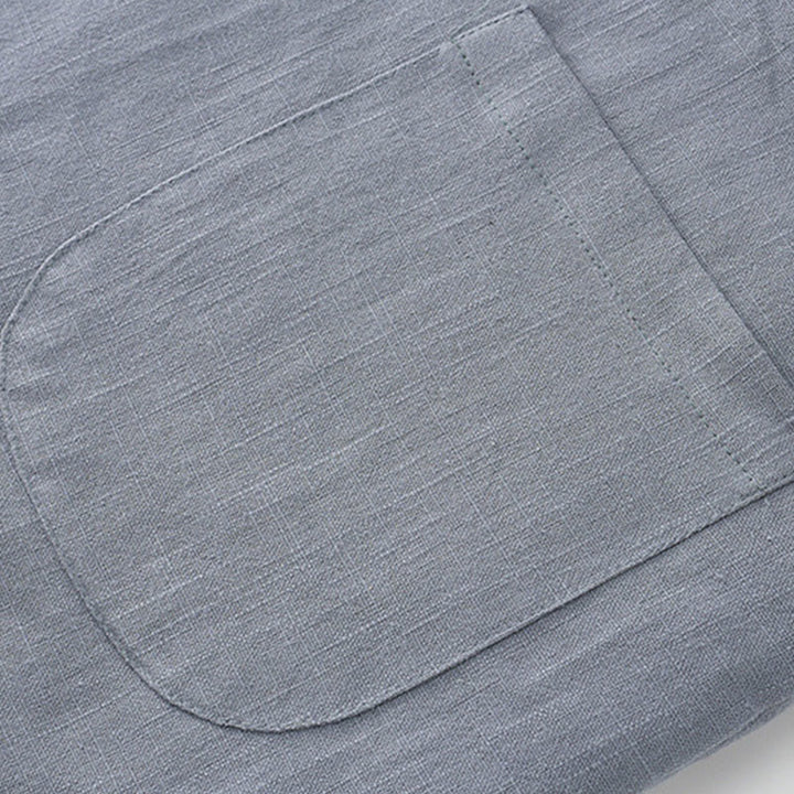 Buddha Stones Zimowy męski garnitur typu Tang z żabą i guzikami Lniana bawełniana kurtka z podszewką z polaru Koszula z kieszeniami - image 7