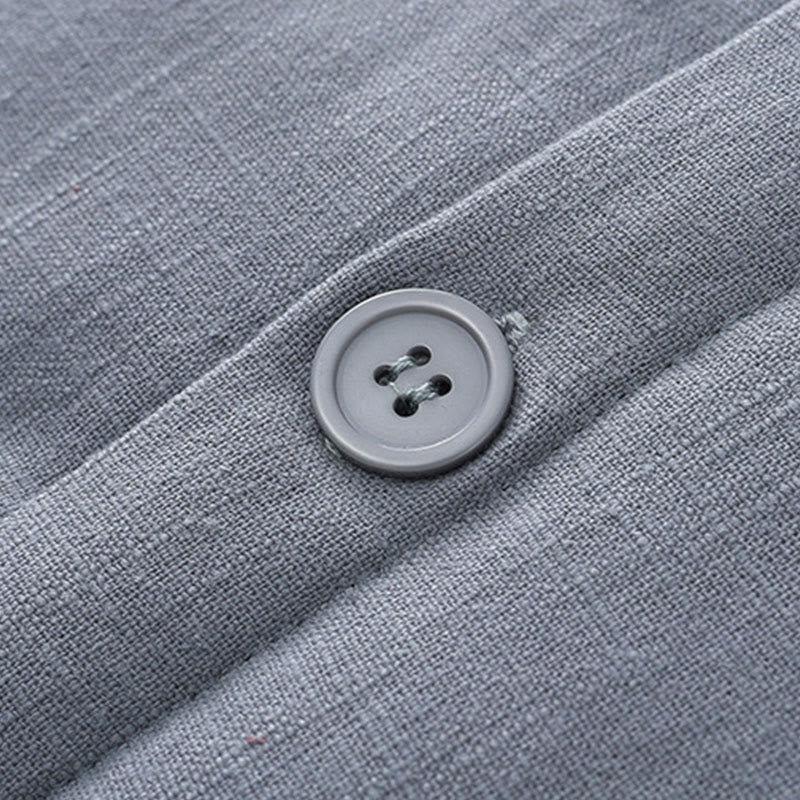 Buddha Stones Zimowy męski garnitur typu Tang z żabą i guzikami Lniana bawełniana kurtka z podszewką z polaru Koszula z kieszeniami - image 6