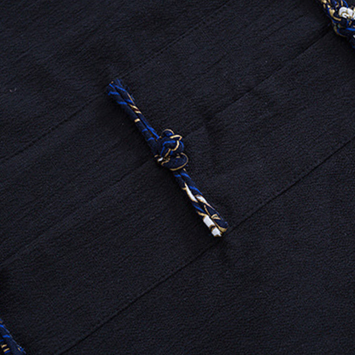 Buddha Stones Męski Żabkowy Garnitur Tang Bawełna Biały Żuraw Haft Kurtka Koszula Koszula Z Kieszeniami - image 4