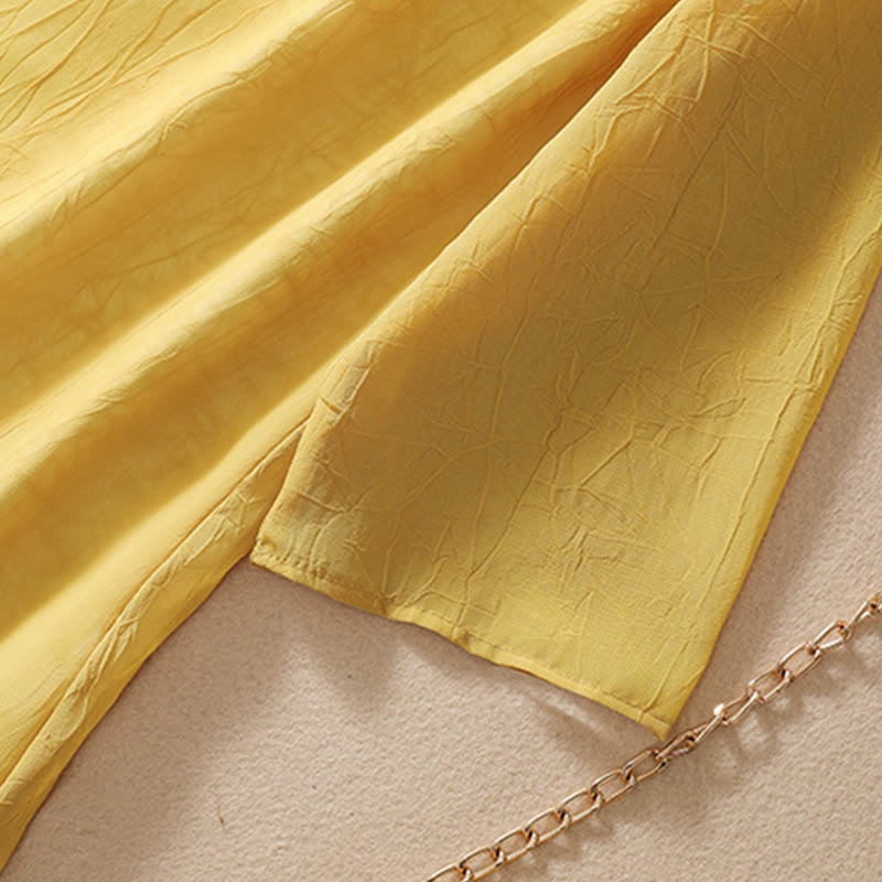 Buddha Stones damskie haftowane kwiaty żaba-guziki koszula sukienka szerokie nogawki spodnie - image 8