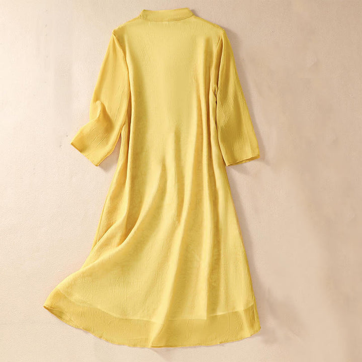 Buddha Stones damskie haftowane kwiaty żaba-guziki koszula sukienka szerokie nogawki spodnie - image 2